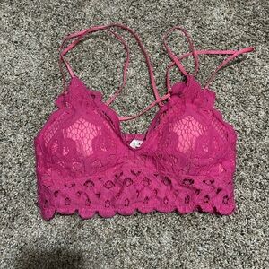 Small pink lace bralette